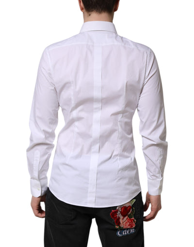 Dolce &amp; Gabbana Witgouden Katoenen Jurk Formeel Overhemd