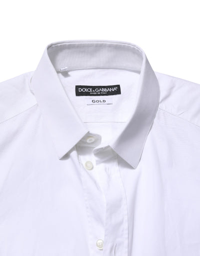 Dolce &amp; Gabbana Witgouden Katoenen Jurk Formeel Overhemd