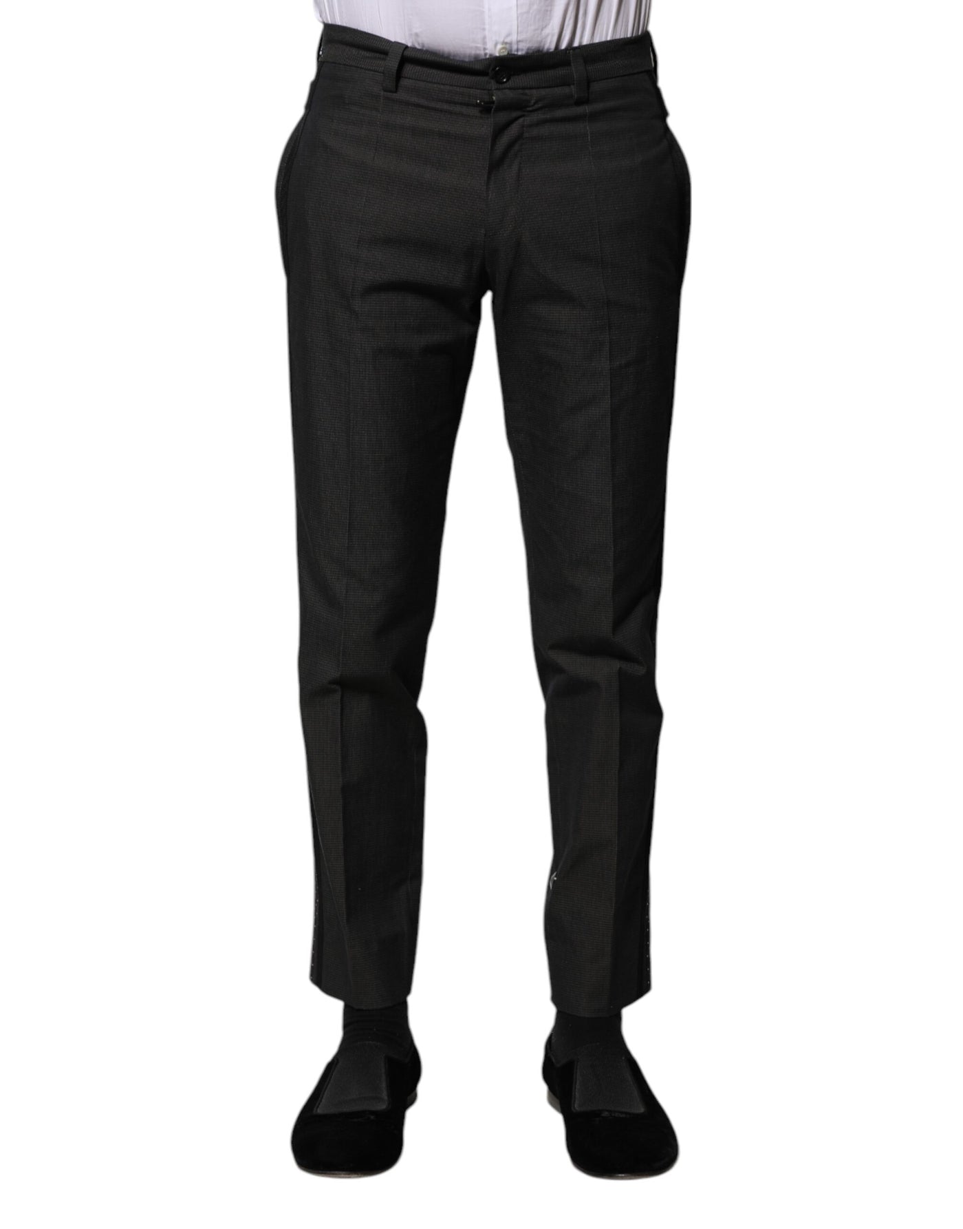 Dolce &amp; Gabbana Grijze Katoenen Formele Broek met Patroon