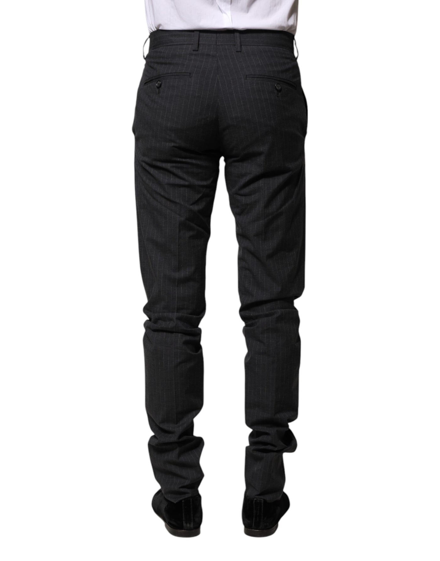 Dolce & Gabbana Gray Striped Cotton Formal Pants