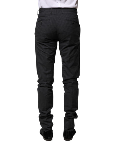 Dolce & Gabbana Gray Striped Cotton Formal Pants