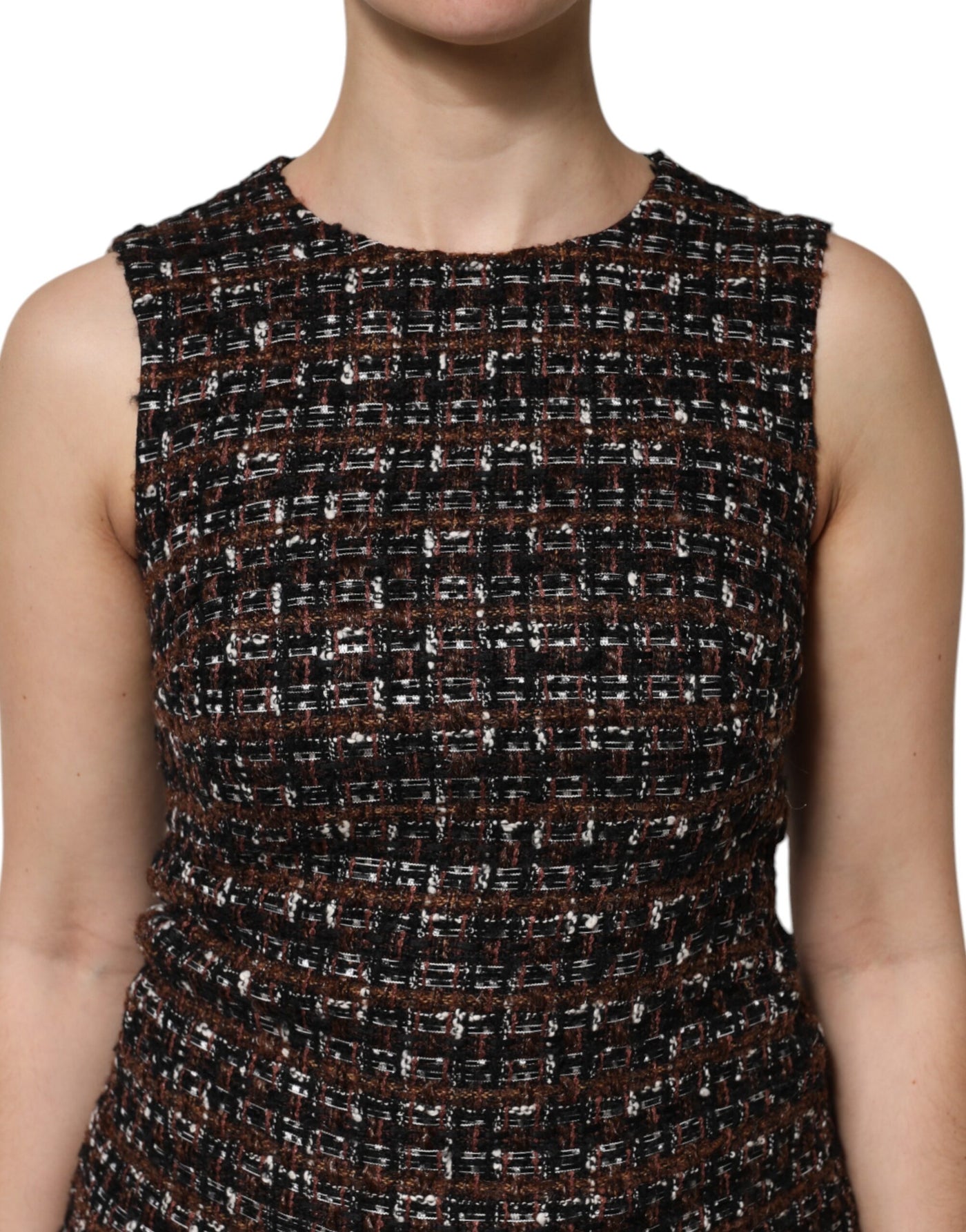 Dolce &amp; Gabbana Multicolor Mouwloze Mini Tweed A-lijn Jurk
