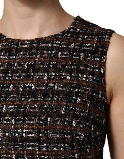 Dolce &amp; Gabbana Multicolor Mouwloze Mini Tweed A-lijn Jurk
