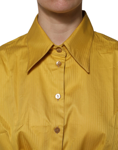 Blouse à manches courtes à col montant moutarde de Dolce &amp; Gabbana