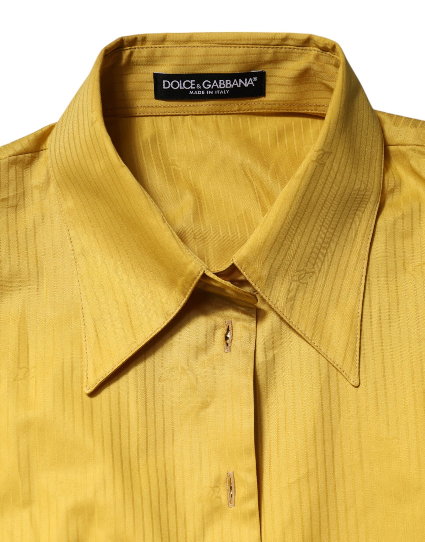Blouse à manches courtes à col montant moutarde de Dolce &amp; Gabbana
