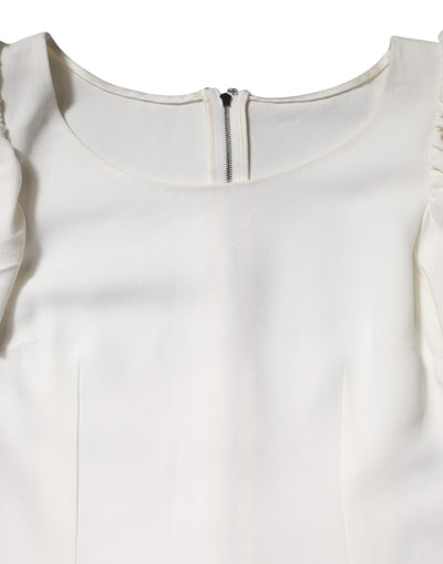 Dolce & Gabbana White Viscose Round Neck Short Sleeves Top