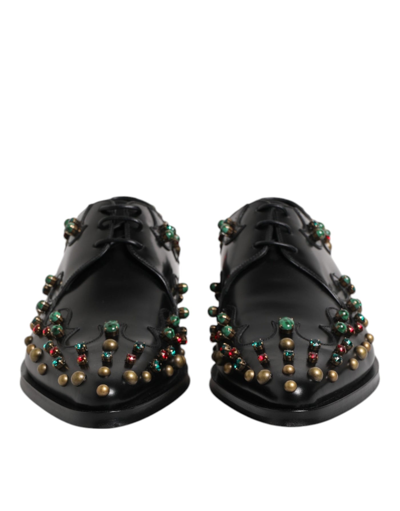 Dolce &amp; Gabbana zwarte leren derby-jurkschoenen met studs