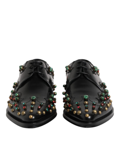 Dolce &amp; Gabbana zwarte leren derby-jurkschoenen met studs