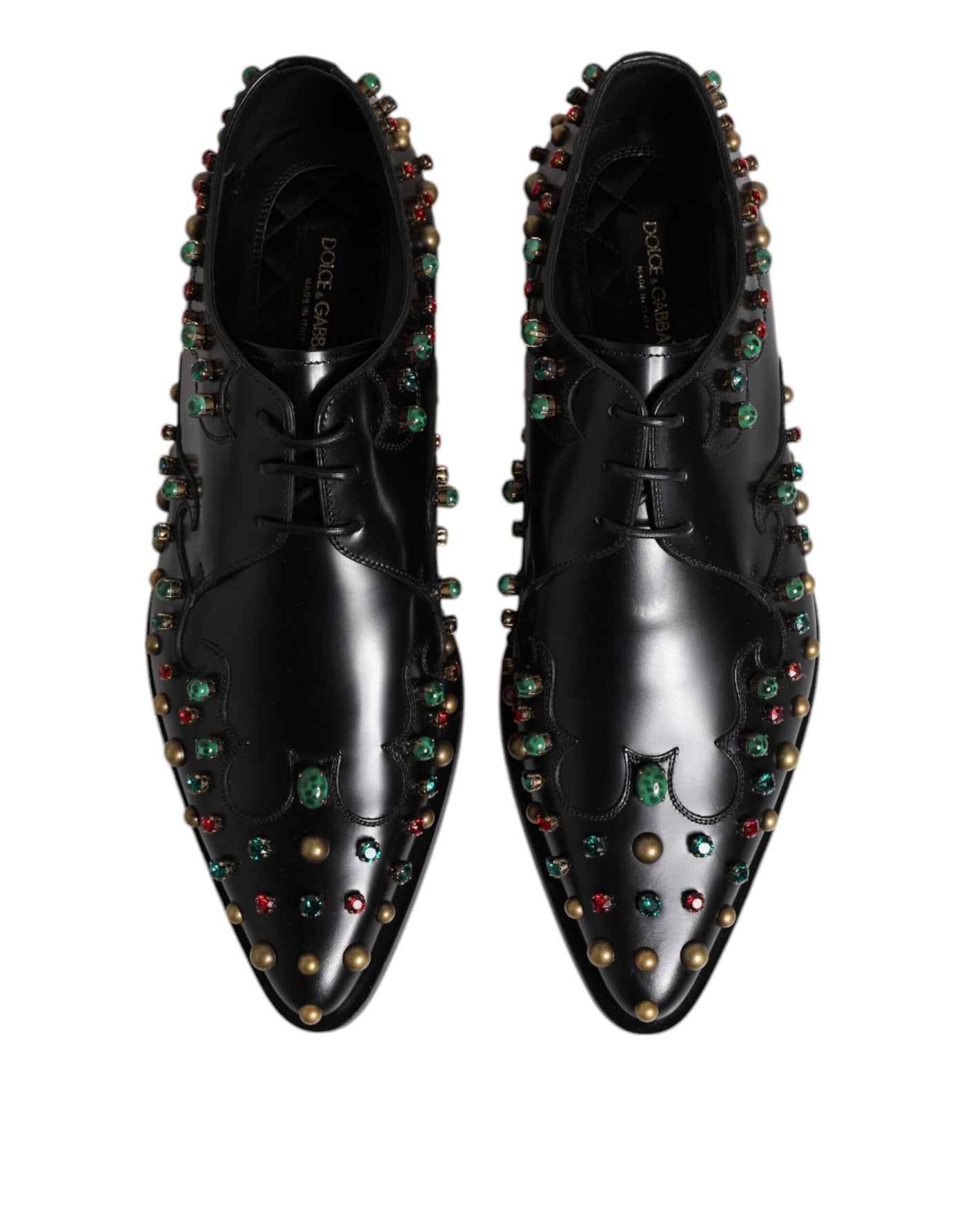 Dolce &amp; Gabbana zwarte leren derby-jurkschoenen met studs