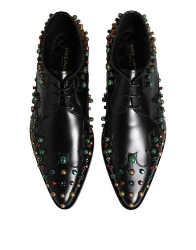 Dolce &amp; Gabbana zwarte leren derby-jurkschoenen met studs