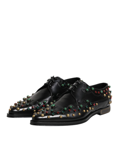 Dolce &amp; Gabbana zwarte leren derby-jurkschoenen met studs