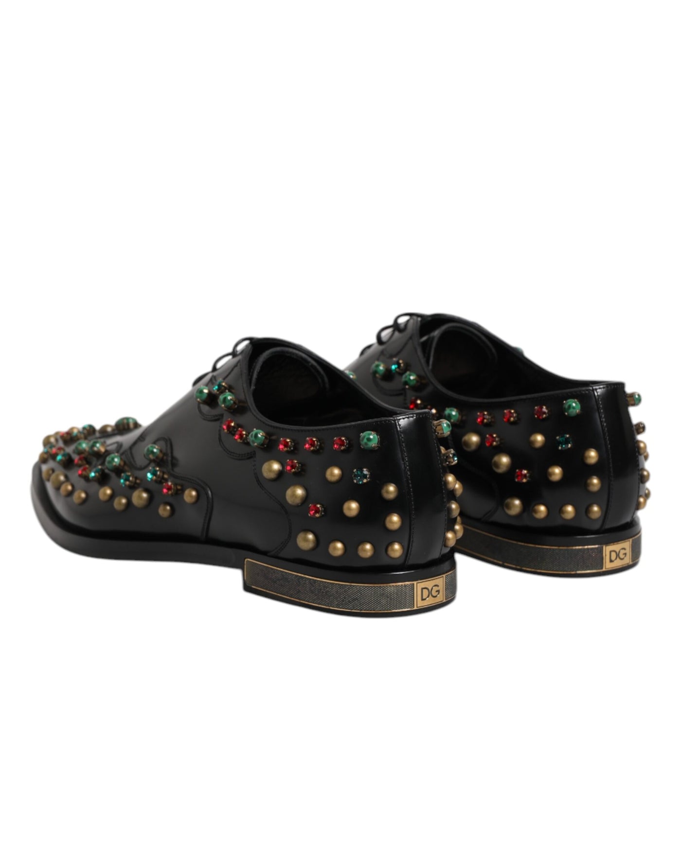 Dolce &amp; Gabbana zwarte leren derby-jurkschoenen met studs