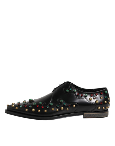 Dolce &amp; Gabbana zwarte leren derby-jurkschoenen met studs