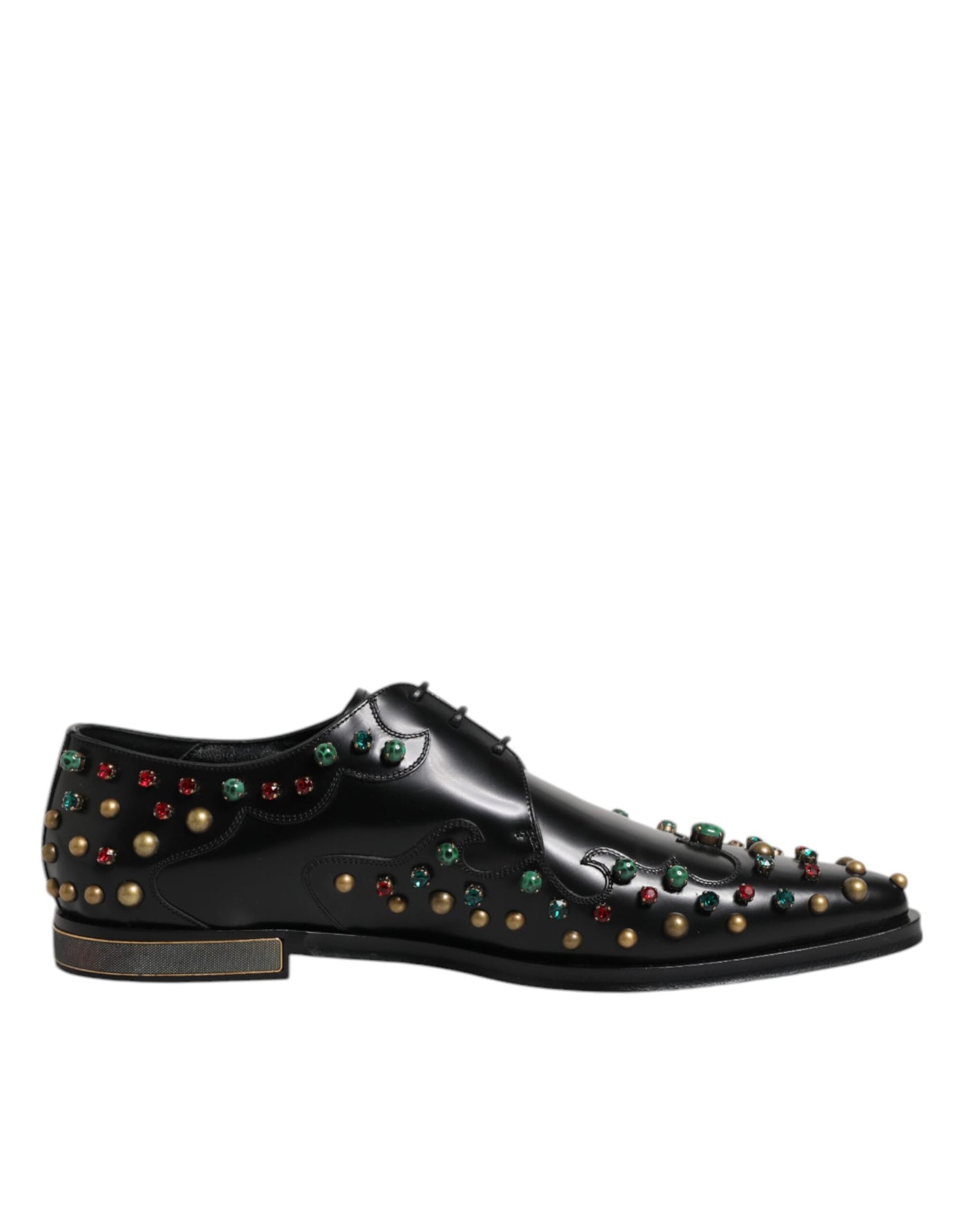 Dolce &amp; Gabbana zwarte leren derby-jurkschoenen met studs