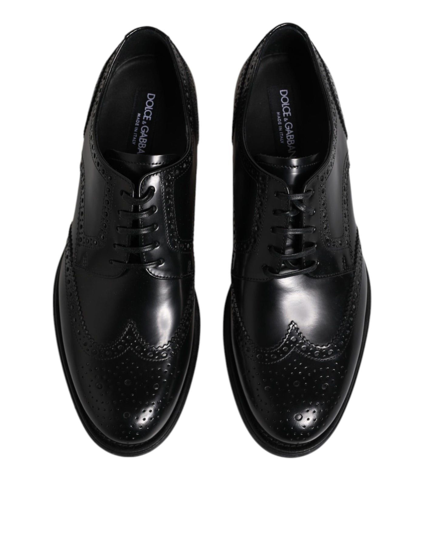 Dolce &amp; Gabbana Zwarte Leren Derby Wingtip Formele Schoenen