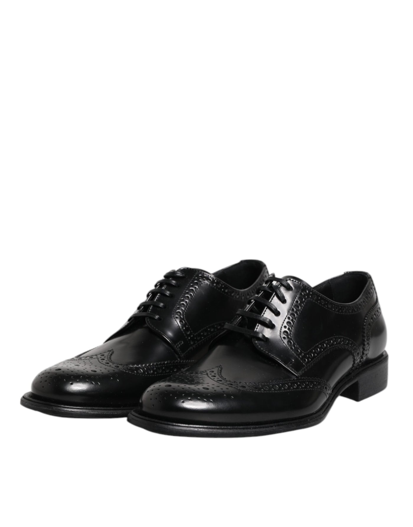 Dolce &amp; Gabbana Zwarte Leren Derby Wingtip Formele Schoenen