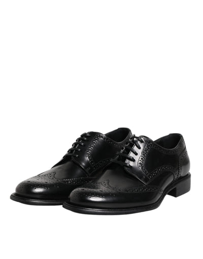 Dolce &amp; Gabbana Zwarte Leren Derby Wingtip Formele Schoenen