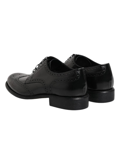 Dolce &amp; Gabbana Zwarte Leren Derby Wingtip Formele Schoenen
