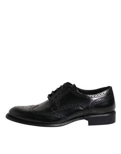 Dolce &amp; Gabbana Zwarte Leren Derby Wingtip Formele Schoenen