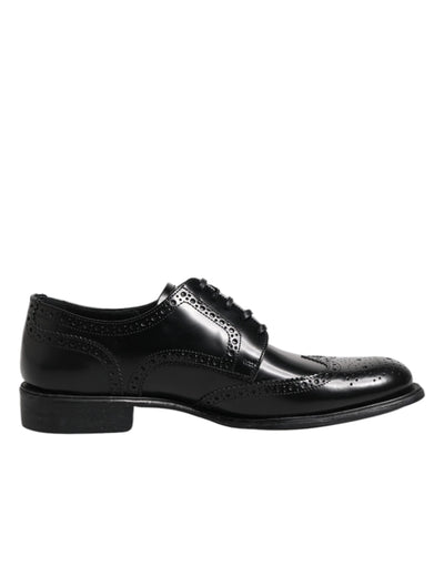 Dolce &amp; Gabbana Zwarte Leren Derby Wingtip Formele Schoenen