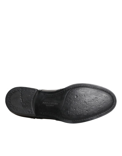 Dolce &amp; Gabbana Zwarte Leren Derby Wingtip Formele Schoenen