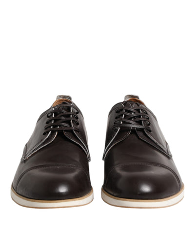 Chaussures habillées à lacets en cuir marron foncé Pollini