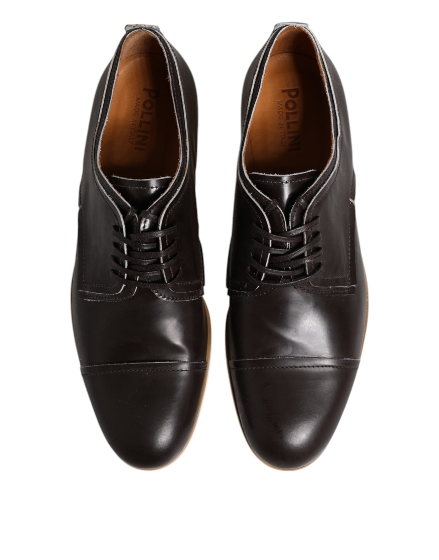Chaussures habillées à lacets en cuir marron foncé Pollini