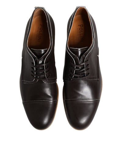 Chaussures habillées à lacets en cuir marron foncé Pollini