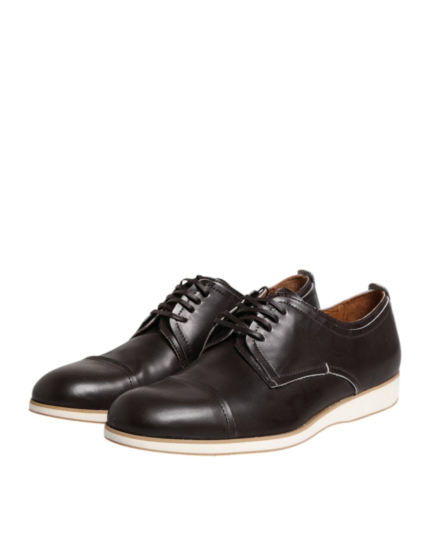 Chaussures habillées à lacets en cuir marron foncé Pollini