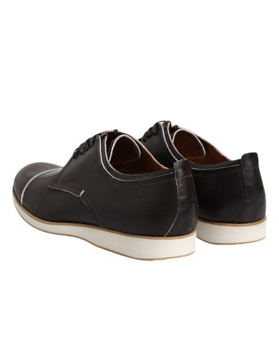 Chaussures habillées à lacets en cuir marron foncé Pollini