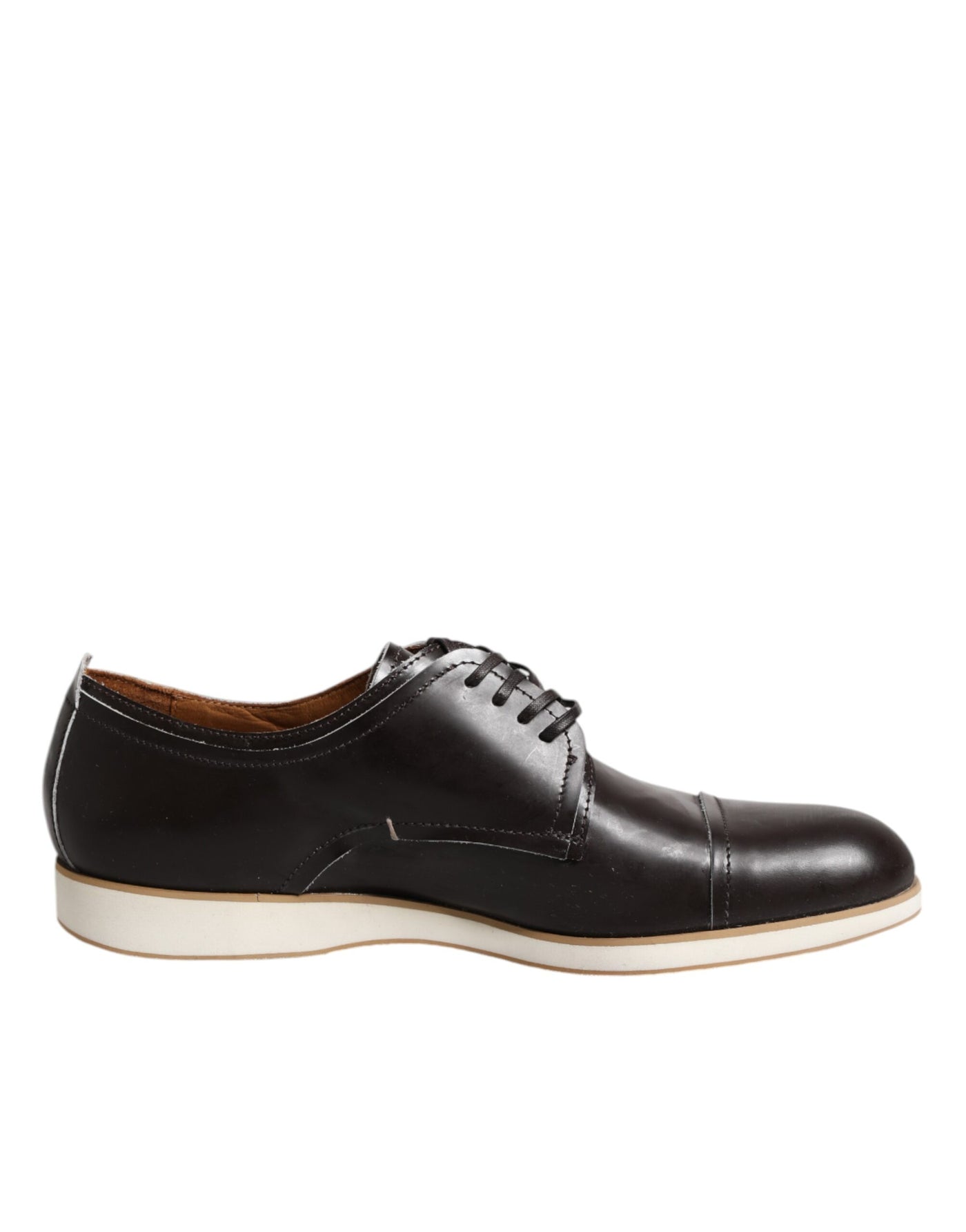 Chaussures habillées à lacets en cuir marron foncé Pollini