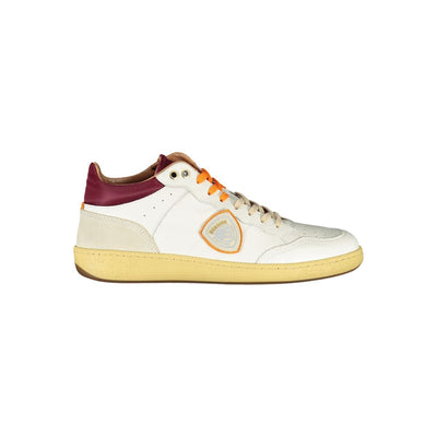 Blauer Strakke Witte Sneakers met Contrasterende Accenten