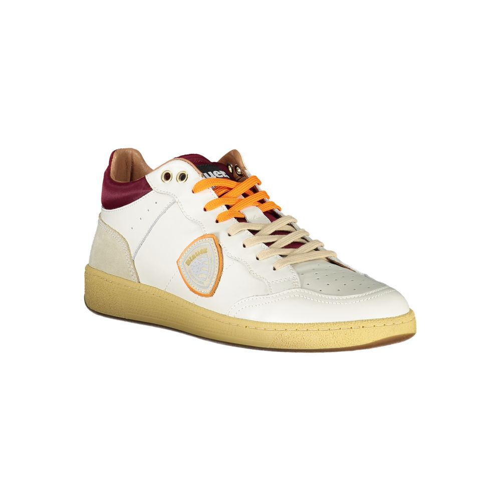 Blauer Strakke Witte Sneakers met Contrasterende Accenten