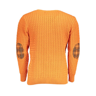 US Grand Polo Elegante Gedraaide Ronde Hals Oranje Trui