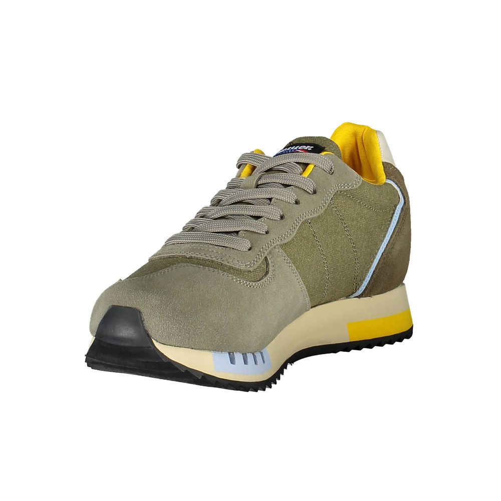Blauer Groene Leren Heren Sneaker