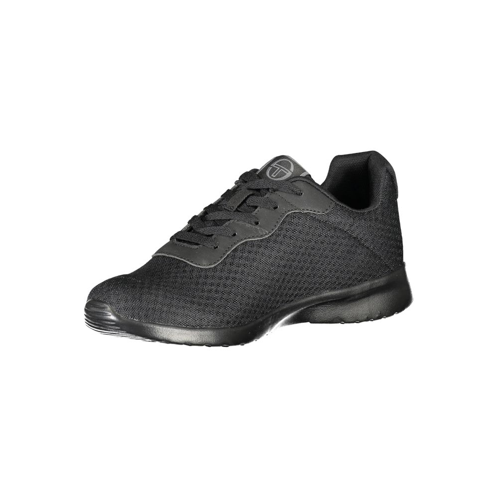 Sergio Tacchini Strakke zwarte sneakers met geborduurd detail