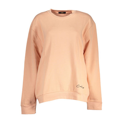 Cavalli Class Elegante Roze Fleece Sweatshirt met Lange Mouwen