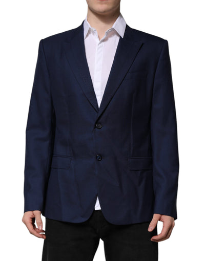 Blazer de costume simple boutonnage en laine bleue Dolce &amp; Gabbana