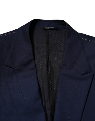 Blazer de costume simple boutonnage en laine bleue Dolce &amp; Gabbana
