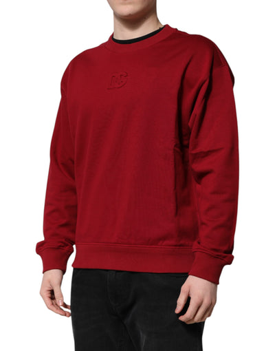 Pull ras du cou en coton rouge avec logo en relief Dolce &amp; Gabbana