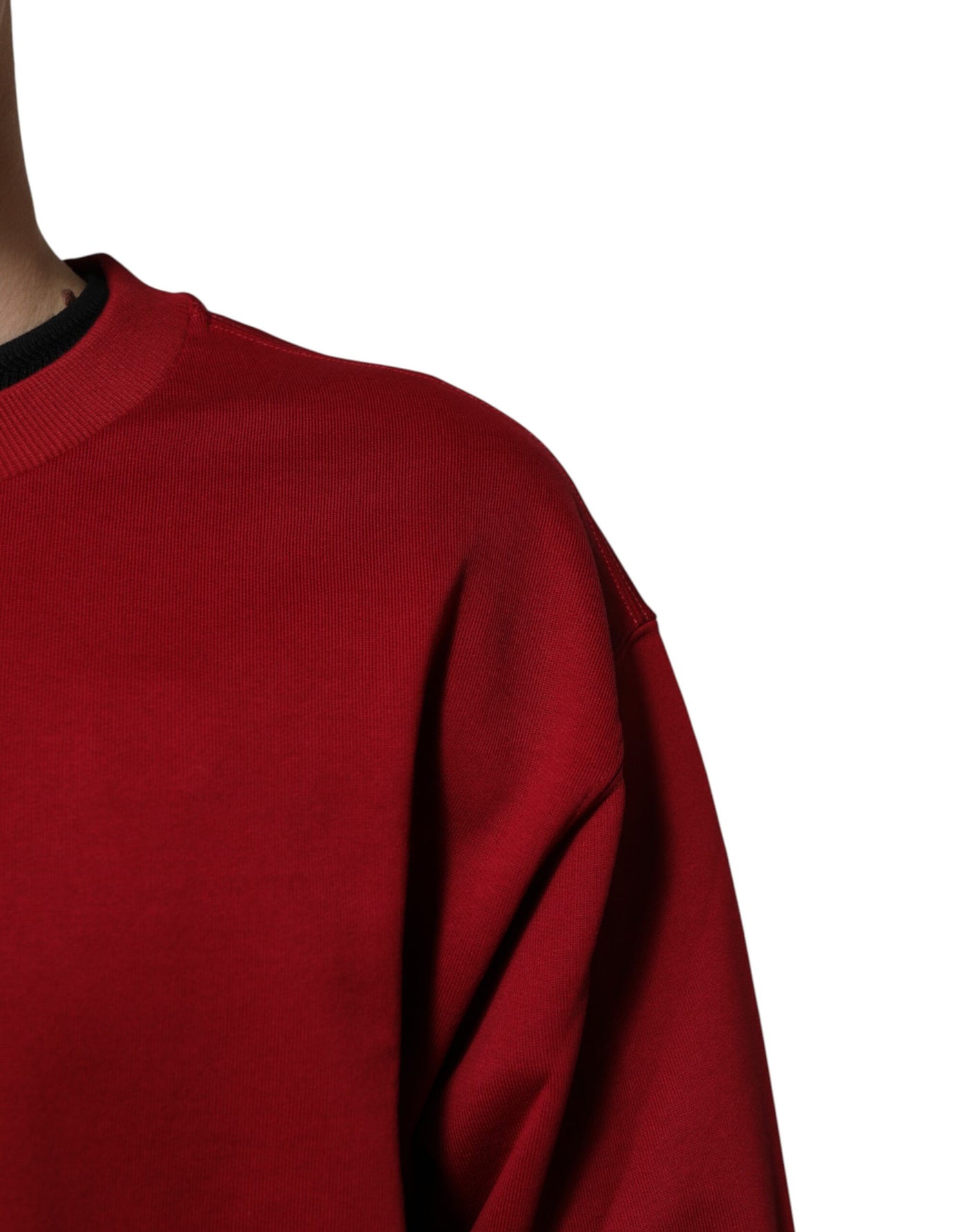 Pull ras du cou en coton rouge avec logo en relief Dolce &amp; Gabbana