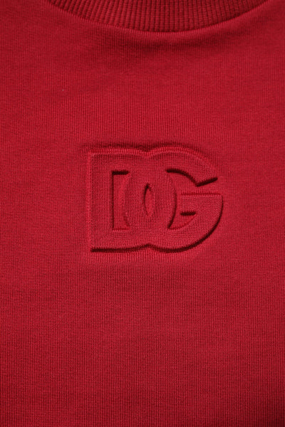 Pull ras du cou en coton rouge avec logo en relief Dolce &amp; Gabbana