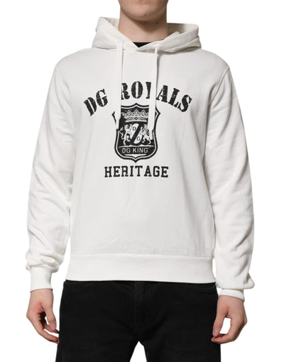 Pull à capuche Dolce &amp; Gabbana en coton blanc imprimé DG ROYAL