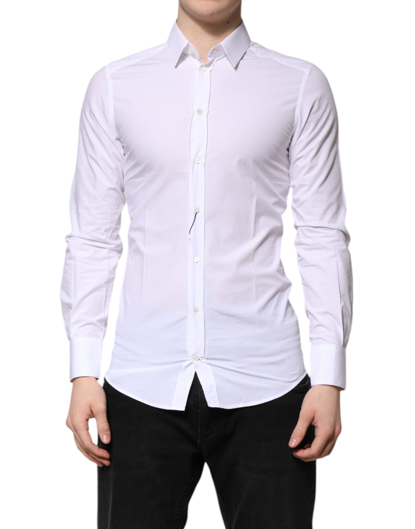 Dolce &amp; Gabbana Wit Katoenen GOUDEN Overhemd met Lange Mouwen