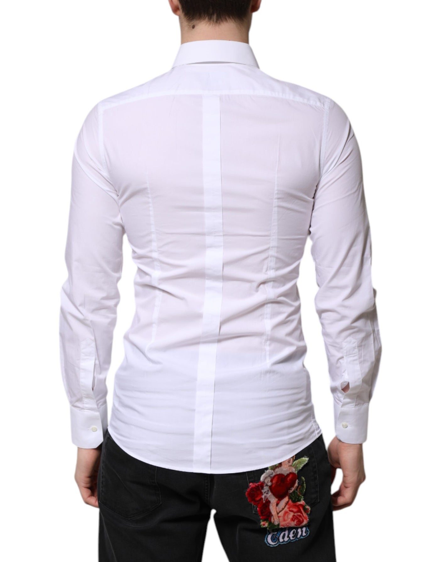 Dolce &amp; Gabbana Wit Katoenen GOUDEN Overhemd met Lange Mouwen