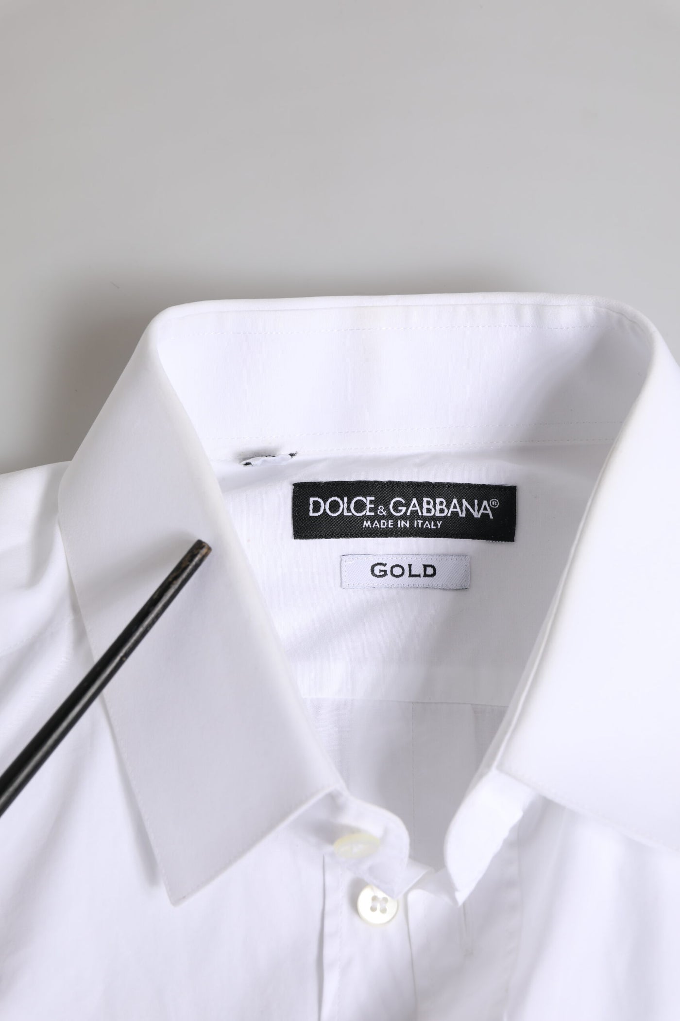 Dolce &amp; Gabbana Wit Katoenen GOUDEN Overhemd met Lange Mouwen