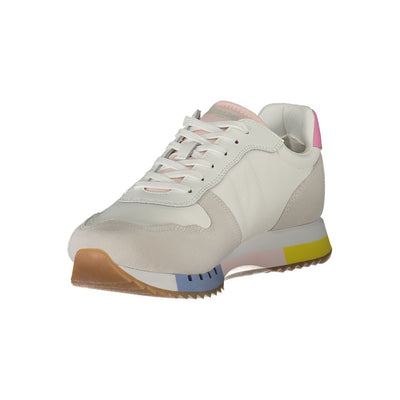 Blauer Witte Leren Dames Sneaker