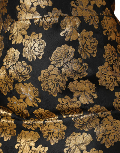 Dolce &amp; Gabbana zwarte gouden bloemenprint jacquard minirok