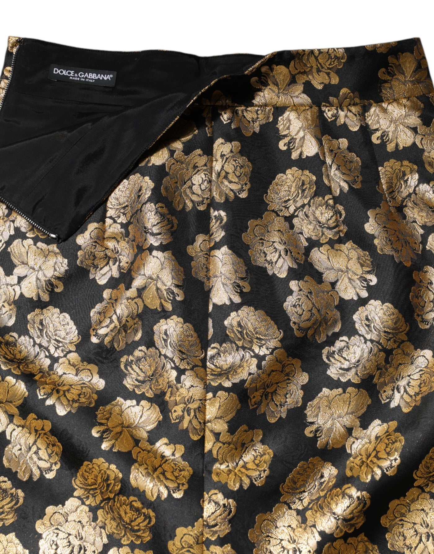 Dolce &amp; Gabbana zwarte gouden bloemenprint jacquard minirok