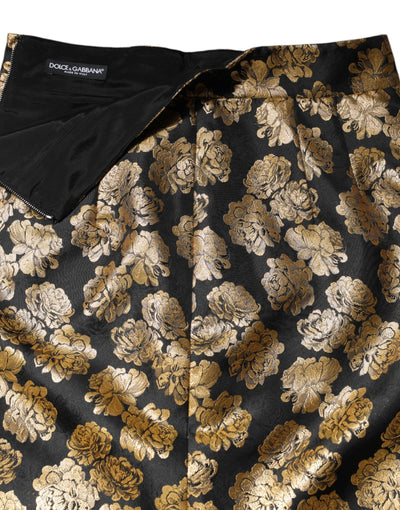 Dolce &amp; Gabbana zwarte gouden bloemenprint jacquard minirok